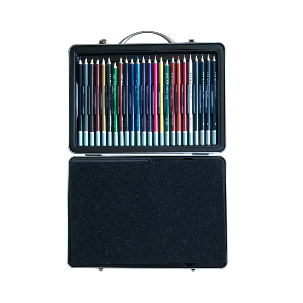 Art Alternatives Sketching Drawing Set Silver Metal Carrying Case 100+ Pieces